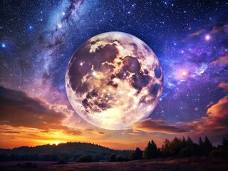 Majestic Full Moon Night Sky Timelapse - Starry Night Photography