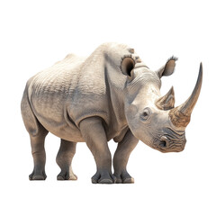 Obraz premium a white rhinoceros standing isolated on a white background. isolated on transparent background 