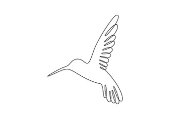 Continuous one line art of hummingbird. Flying bird single line drawing. Hummingbird one line art. Vector illustration