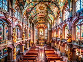 Obraz premium Majestic Heidelberg Jesuit Church Interior: Drone Photography, High-Resolution Image of Architectural Details