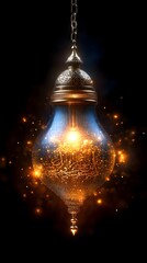 Enchanted, golden lamp, dark, mysterious