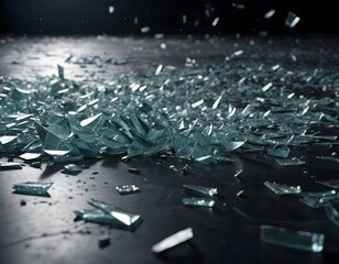 Obraz premium Shattered Glass on Dark Surface