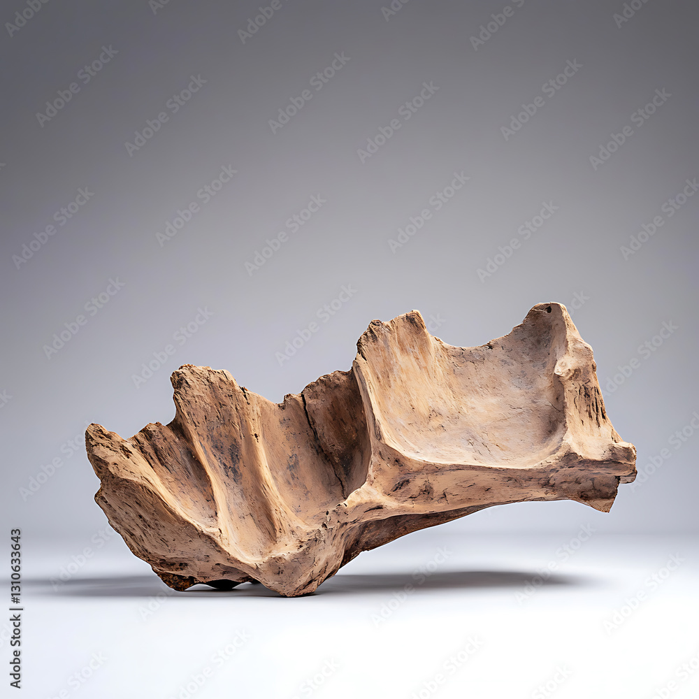 Poster artistic clay bowl sculpture studio display decorative object minimalist environment side view uniqu