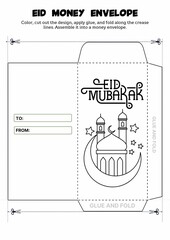 This Eid Money Envelope Craft template is a fun DIY activity for kids and adults to design, color, and decorate gift envelopes. Perfect for adding a personal touch to Eid celebrations.