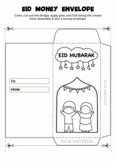 This Eid Money Envelope Craft template is a fun DIY activity for kids and adults to design, color, and decorate gift envelopes. Perfect for adding a personal touch to Eid celebrations.
