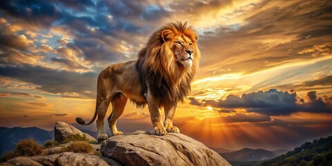 Majestic Lion: Symbol of Strength and Courage - Powerful Wildlife Stock Photo