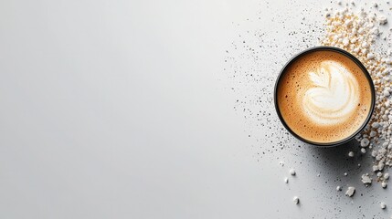 Latte Art on Light Gray Background
