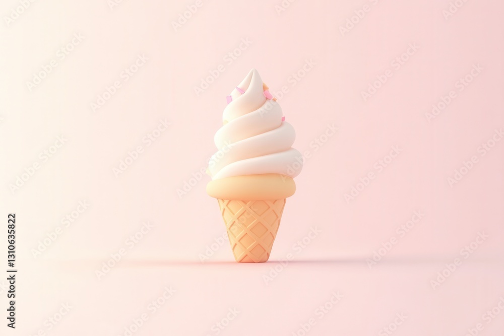 Poster flat minimalistic ice cream cone logo design featuring pastel colors and a playful touch on a clean 