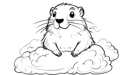 Obraz premium Cute Groundhog Sitting on a Cloud (3)