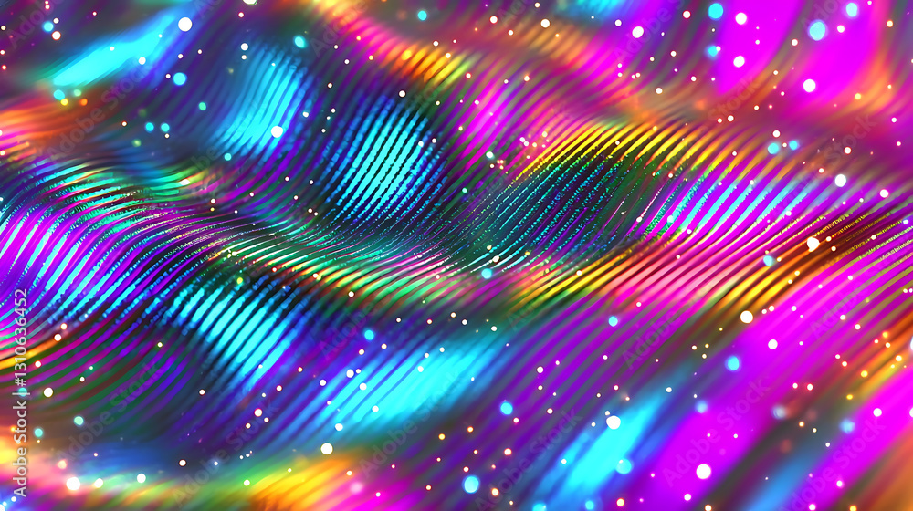 Poster dynamic colorful waves flowing in a digital landscape abstract art vibrant environment high-definiti