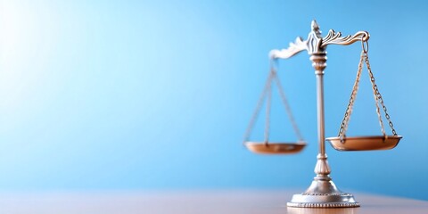 Silver Scale of Justice Blue Background Balance Fairness Law Legal