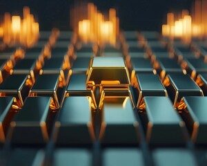 Obraz premium A futuristic concept of gold-backed cryptocurrency tracking price trends.