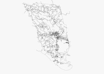 vector map of highways in the clarendon region of jamaica with black and white color
