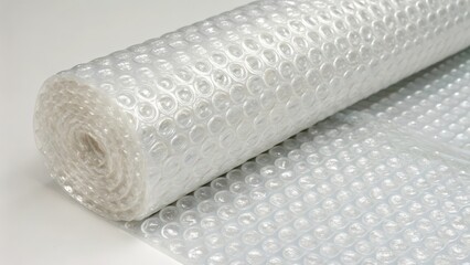 Roll of Bubble Wrap on White Background