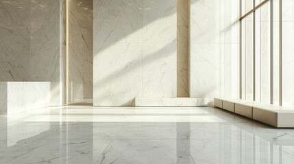 Serene Marble Interior with Natural Stone Texture and Light
