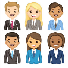 Fototapeta premium create an avatar of various people in business attire with smiling faces,