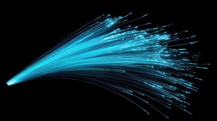 A close-up shot of electric blue and turquoise energy trails, stretching outward in a radial pattern