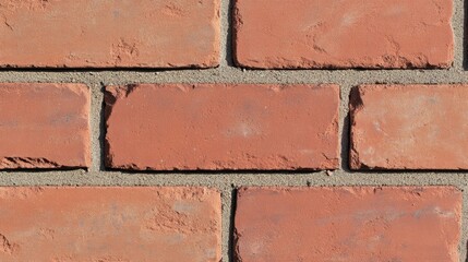 Obraz premium A textured red brick wall with a pattern of cement and stone, showcasing old construction and solid architecture