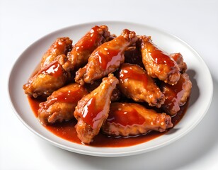Delicious BBQ Chicken Wings on White Plate