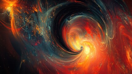 Obraz premium Glowing Sun and Planet in Space with Swirling Energy and Stars