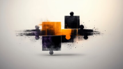 Abstract Watercolor Puzzle Piece Illustration
