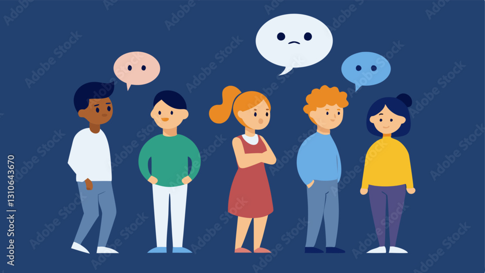 Aufkleber social exclusion create a scene with a group of friends happily together while another individual st
