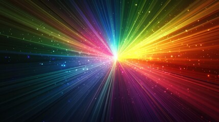 Colorful Abstract Rainbow Explosion with Rays and Light