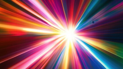 Obraz premium Colorful Abstract Rainbow Explosion with Rays and Light