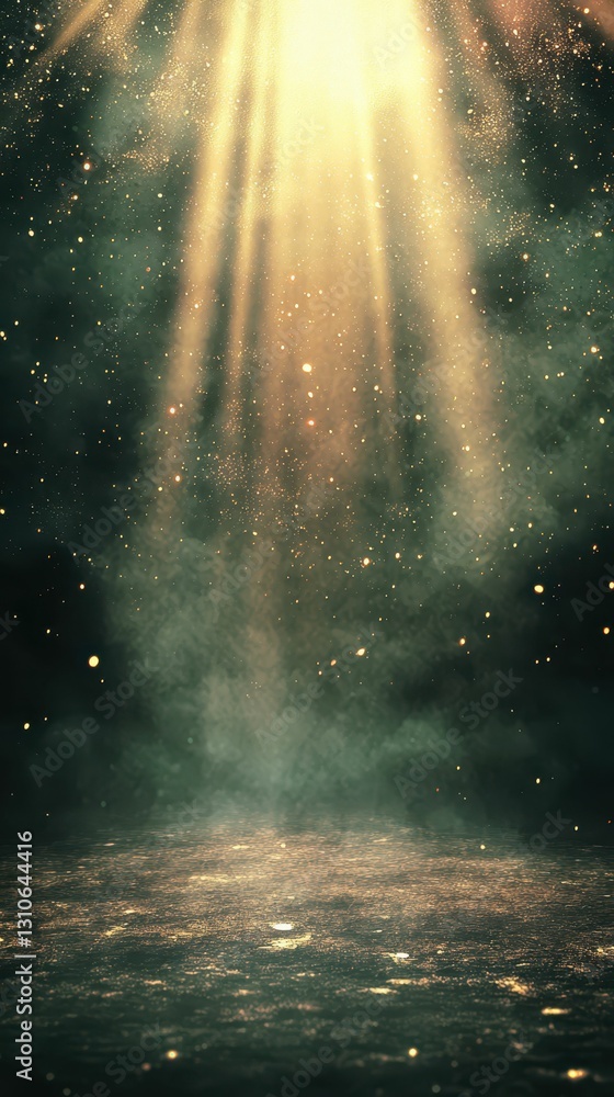 Poster soft ethereal stage background with diffused light and sparkles