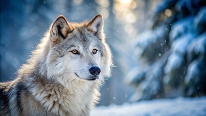 Obraz premium Majestic Winter Wolf: A Breathtaking Documentary Photograph