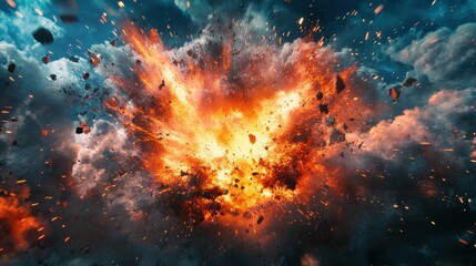 Surreal Explosion in Dystopian Setting with Dramatic Colors and Texture