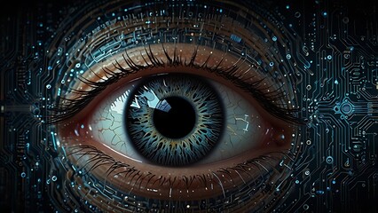 eye on blue background