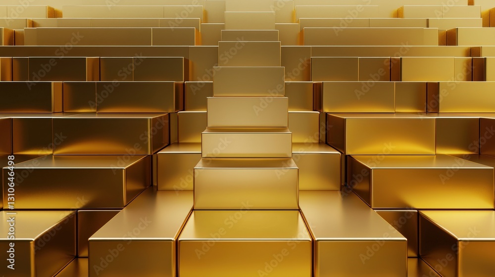 Poster a golden staircase rising with each step marked by increasing gold values.