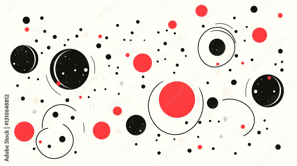 Poster abstract circles and dots, dynamic composition