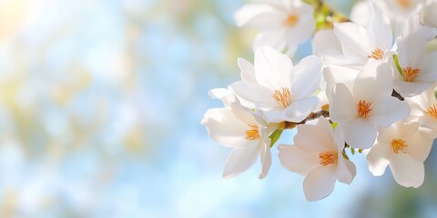 Fototapeta premium White Blossom Spring Flowers Nature Soft Background