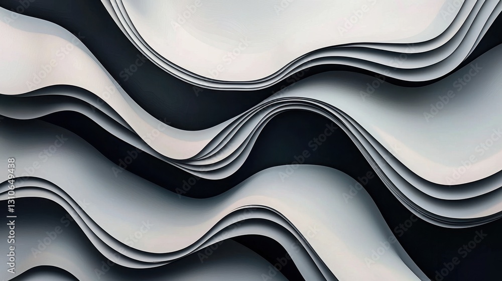 Poster dynamic white background with abstract flowing shapes and soft light transitions.