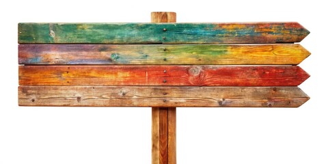 Fototapeta premium Wooden Signboard, Rectangular Plank Sign, Rustic Wood Sign, Pole Sign, Blank Sign, Empty Signboard, Isolated Sign, Wooden Signage, Rustic Signage, Outdoor Sign