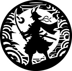 vector sketch illustration silhouette design poster samurai knight ethnic traditional classic vintage japan  