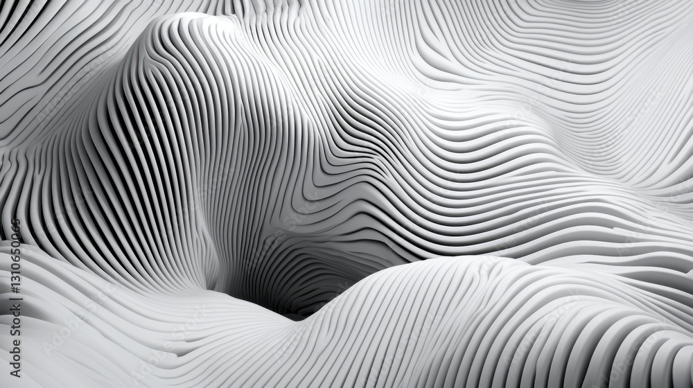 Poster elegant 3d abstract white background with smooth, soft waves and depth effects.