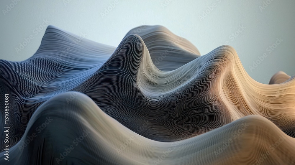 Aufkleber elegant 3d abstract white background with smooth, soft waves and depth effects.