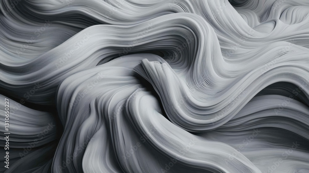 Wall mural elegant 3d abstract white background with smooth, soft waves and depth effects.