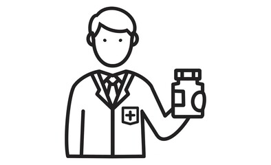 薬剤師が薬を提供するアイコンイラスト