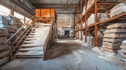 Interior of Abandoned Warehouse Featuring Rusted Metal Structures