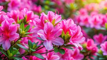 Obraz premium Bright pink azalea flowers in full bloom under the sun, flower garden