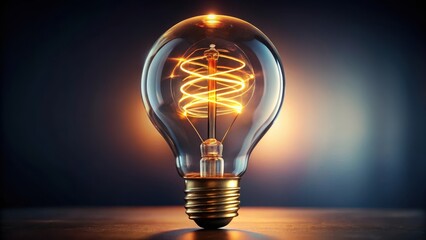 A close-up shot of a light bulb with a unique spiral filament design