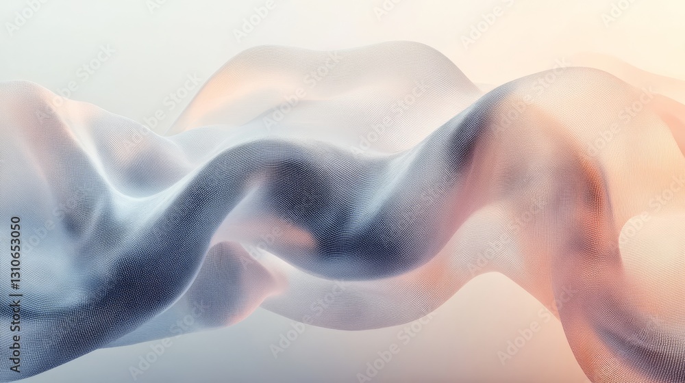 Poster abstract rendering of a smooth flowing fabric with gradients of color