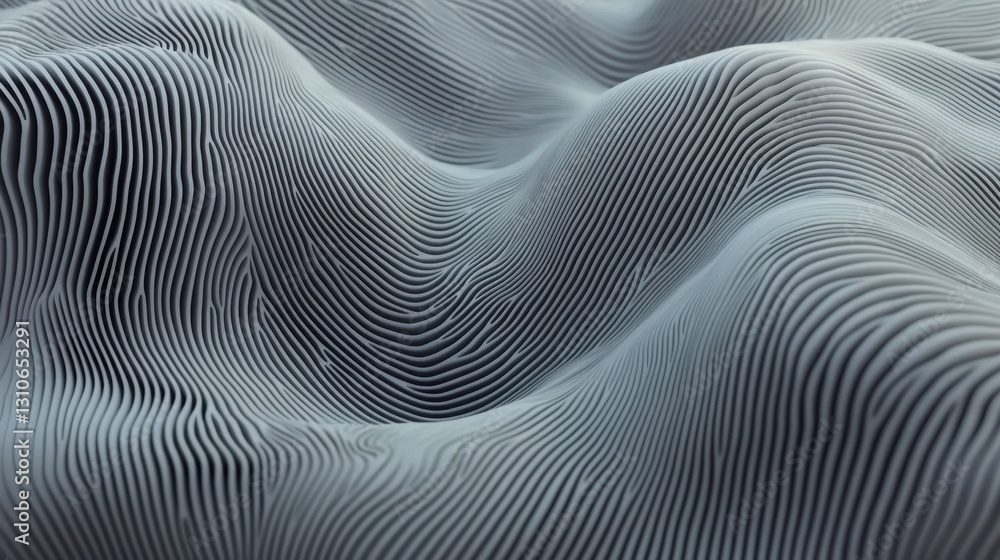 Poster Elegant white abstract background with smooth wave-like patterns and depth effects.