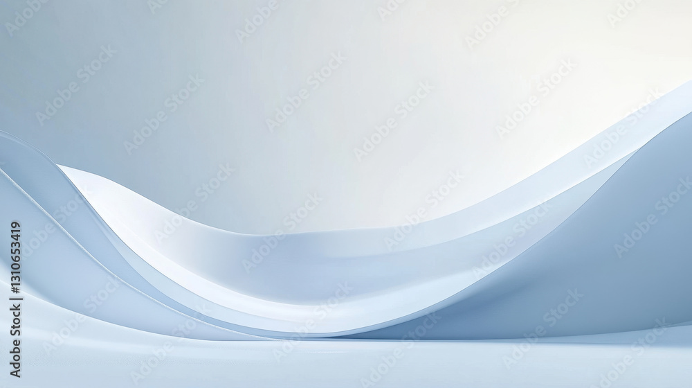 Poster 3d render of an abstract background with a white wave and empty space for product presentation