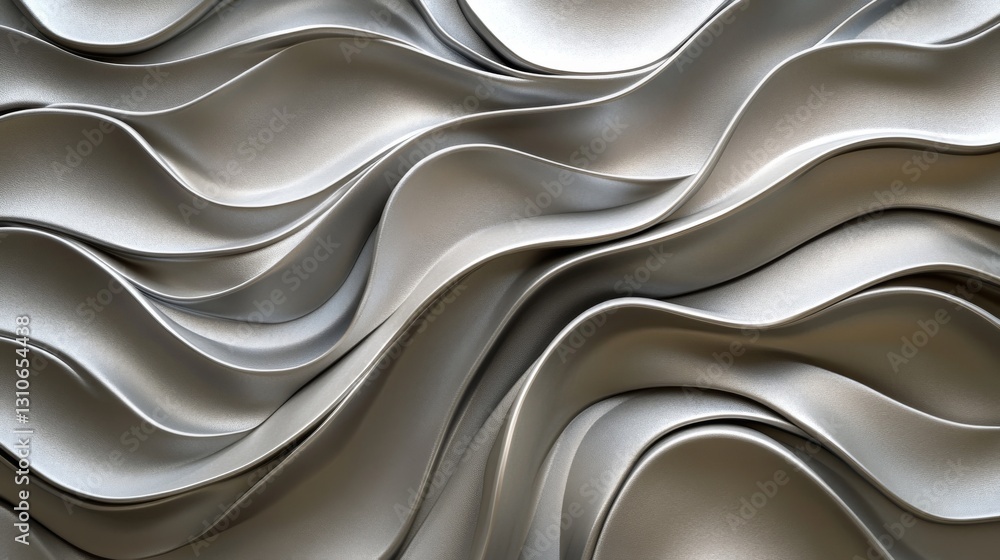 Aufkleber abstract image showing flowing metallic waves with gentle curves