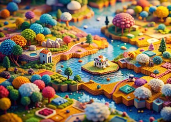 Miniature Colorful Animal Patchwork Nature Scene - Tilt-Shift Photography